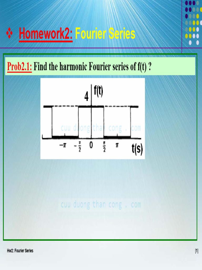 Fourier Series Homework Problems | PDF | Fourier Analysis | Harmonic ...