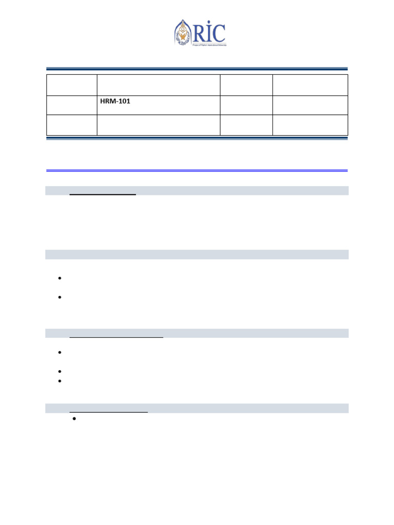 Course - Outline Principles of HRM | PDF | Human Resource Management ...