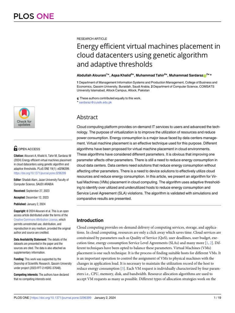 Energy-Efficient VM Placement Algorithm | PDF | Virtual Machine | Cloud ...