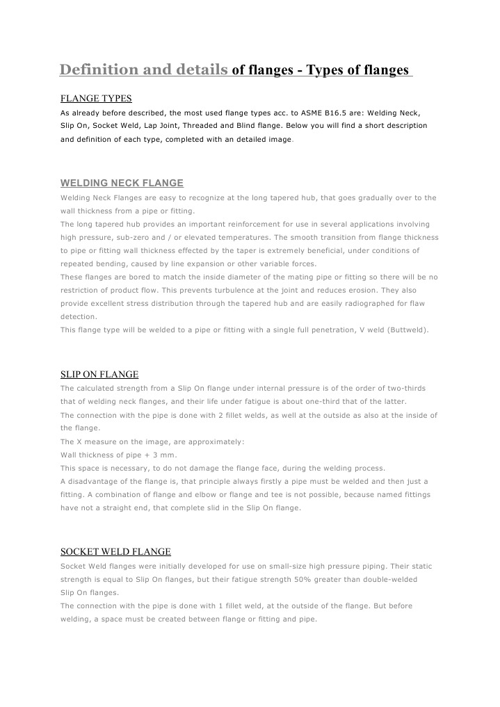 Flange Types and Definitions Explained | PDF | Pipe (Fluid Conveyance ...