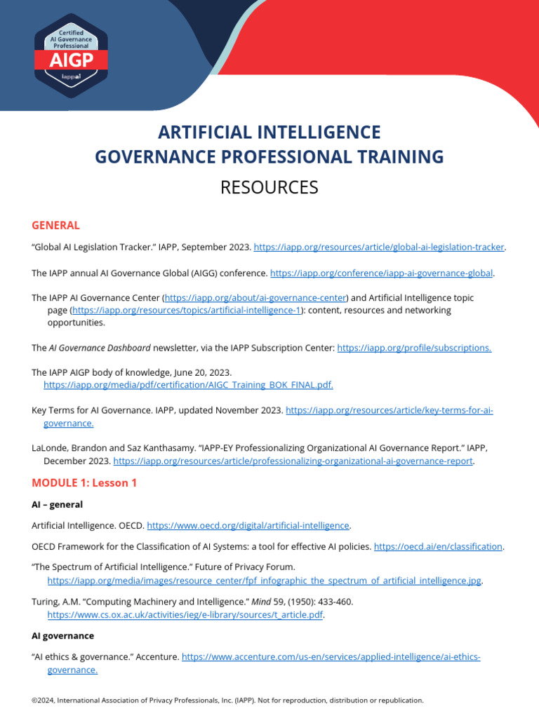 AI Governance Training Resources Guide | PDF | Artificial Intelligence ...