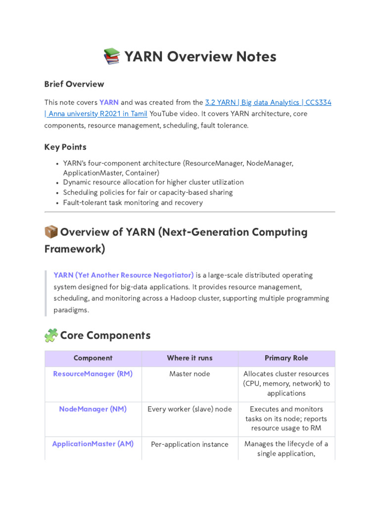 YARN Architecture and Resource Management | PDF | Computer Cluster ...