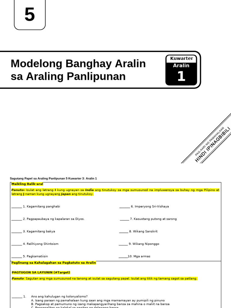 Revised-Developed-Q3 - LEARNING ACTIVITY SHEETS - Araling Panlipunan 5 ...