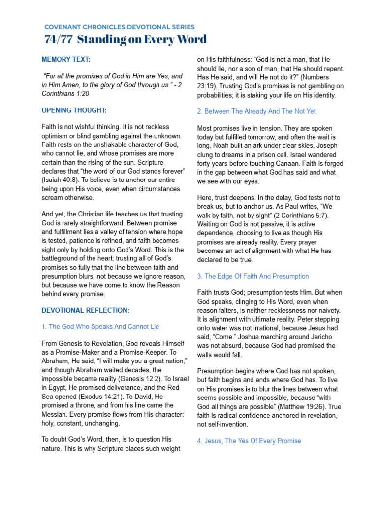 Ccds 74 Standing On Every Word | PDF | Faith | Jesus