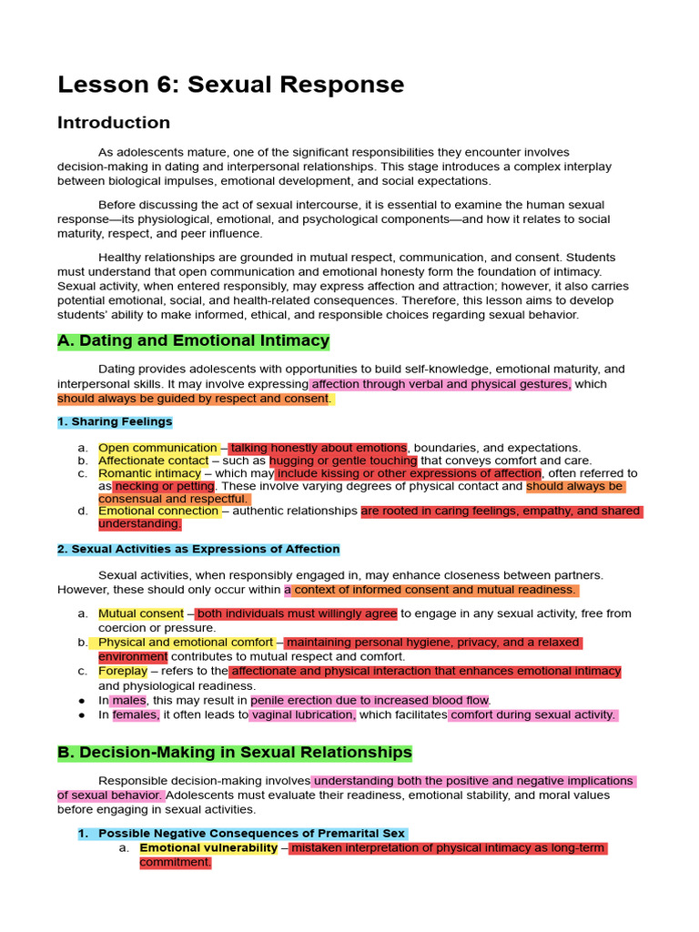 HumRep Lesson 6 - Sexual Response | PDF | Sexual Intercourse | Human ...