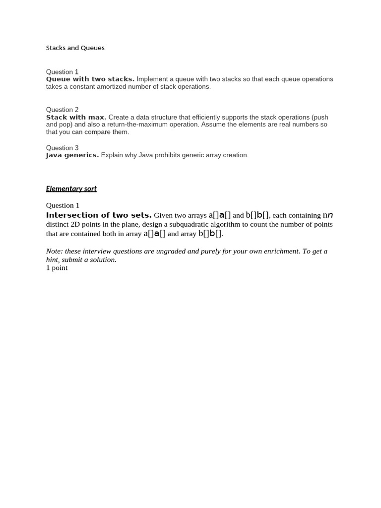 Princeton Algorithm Quizes | PDF
