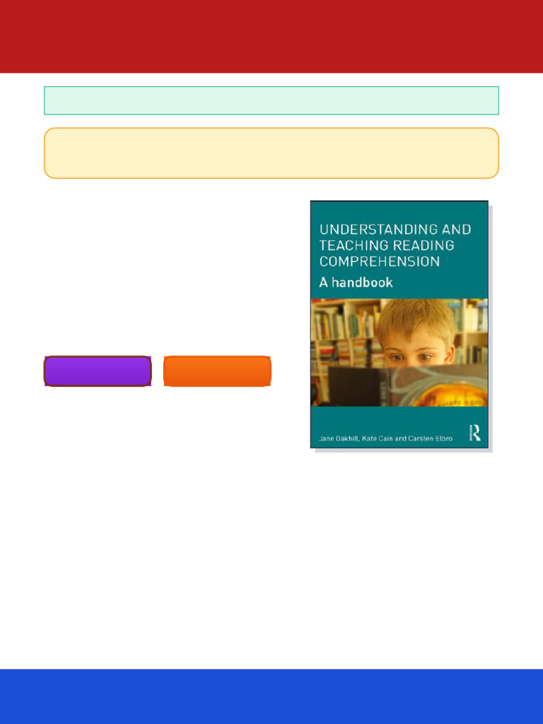 Understanding and Teaching Reading Comprehension A Handbook 1st Edition ...