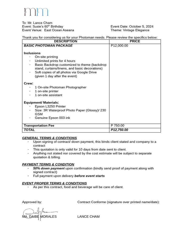 Photoman Contract | PDF