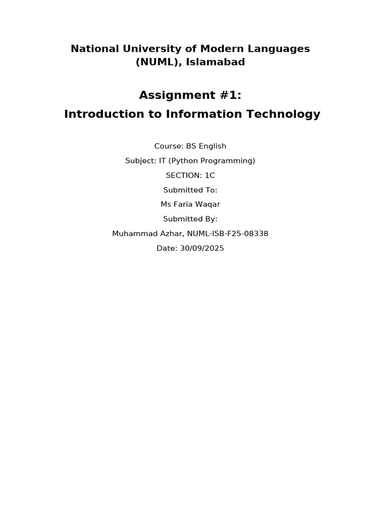 IT Assignment 1 | PDF