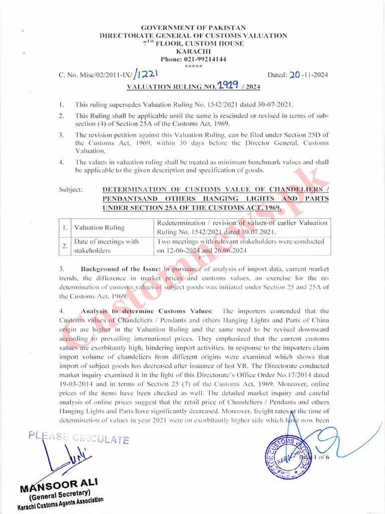 Customs Valuation Ruling Update 2024 | PDF | Applied And ...