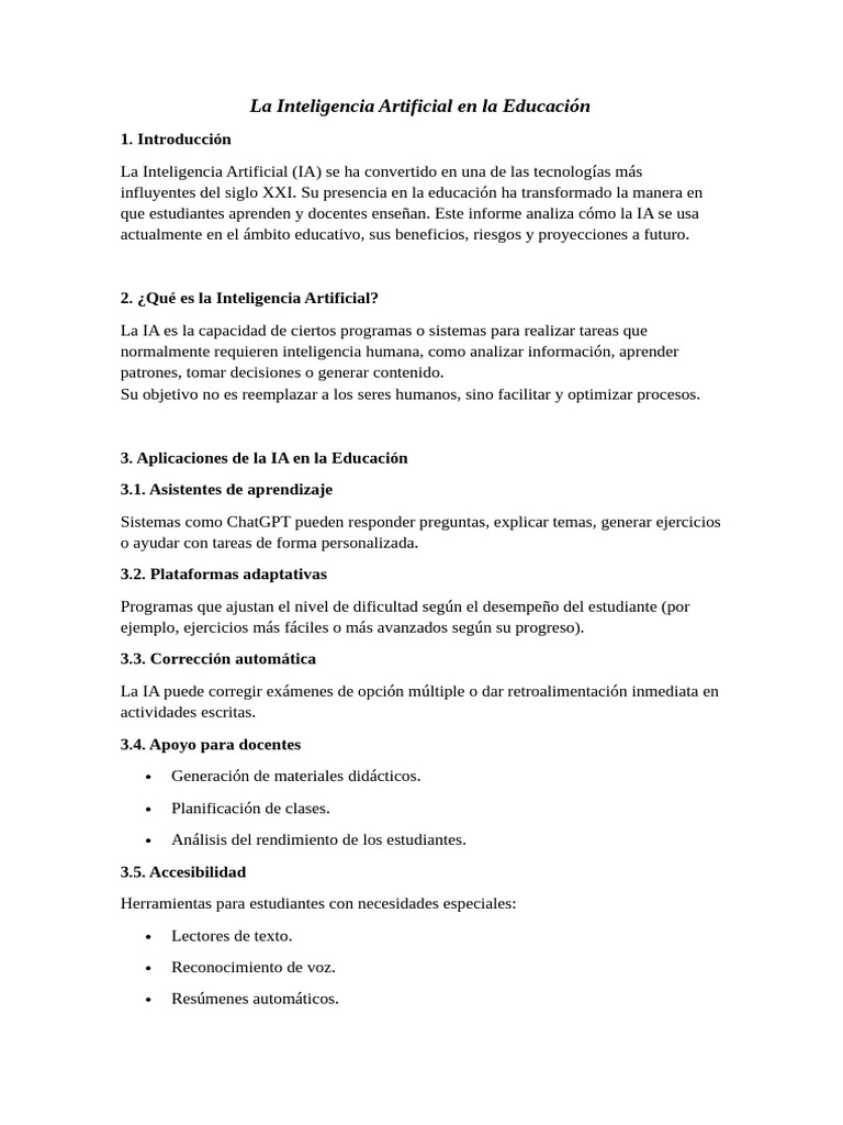 IA en la Educación: Beneficios y Desafíos | PDF | Inteligencia ...