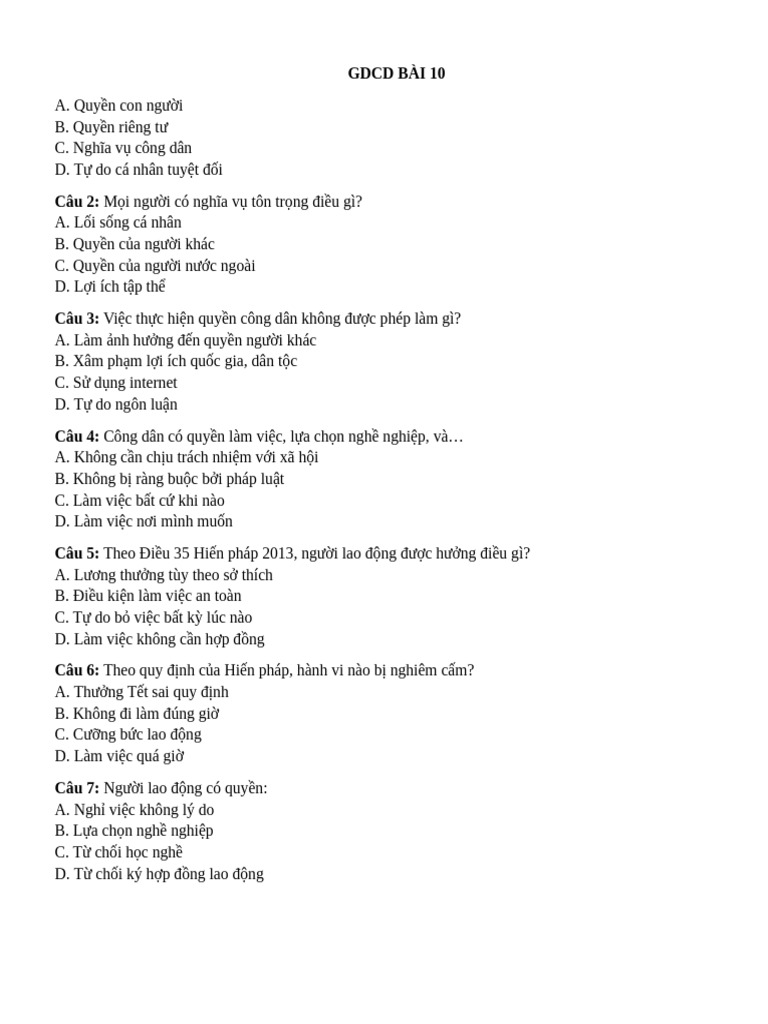 GDCD Bài 10 | PDF