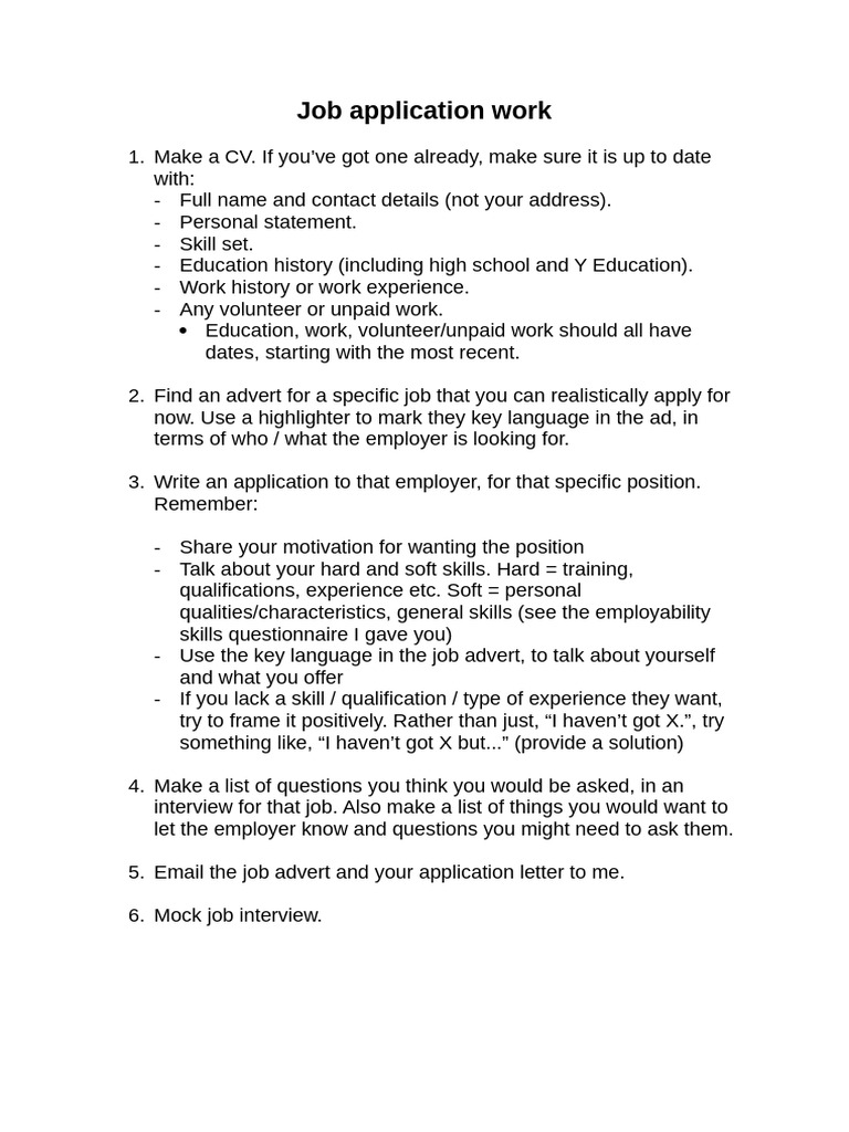 Job Application Work | PDF