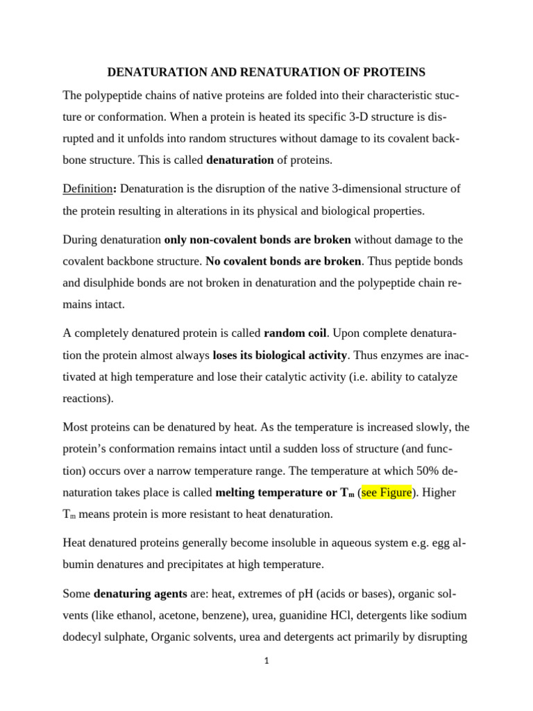Protein Denaturation and Renaturation Explained | PDF | Denaturation ...