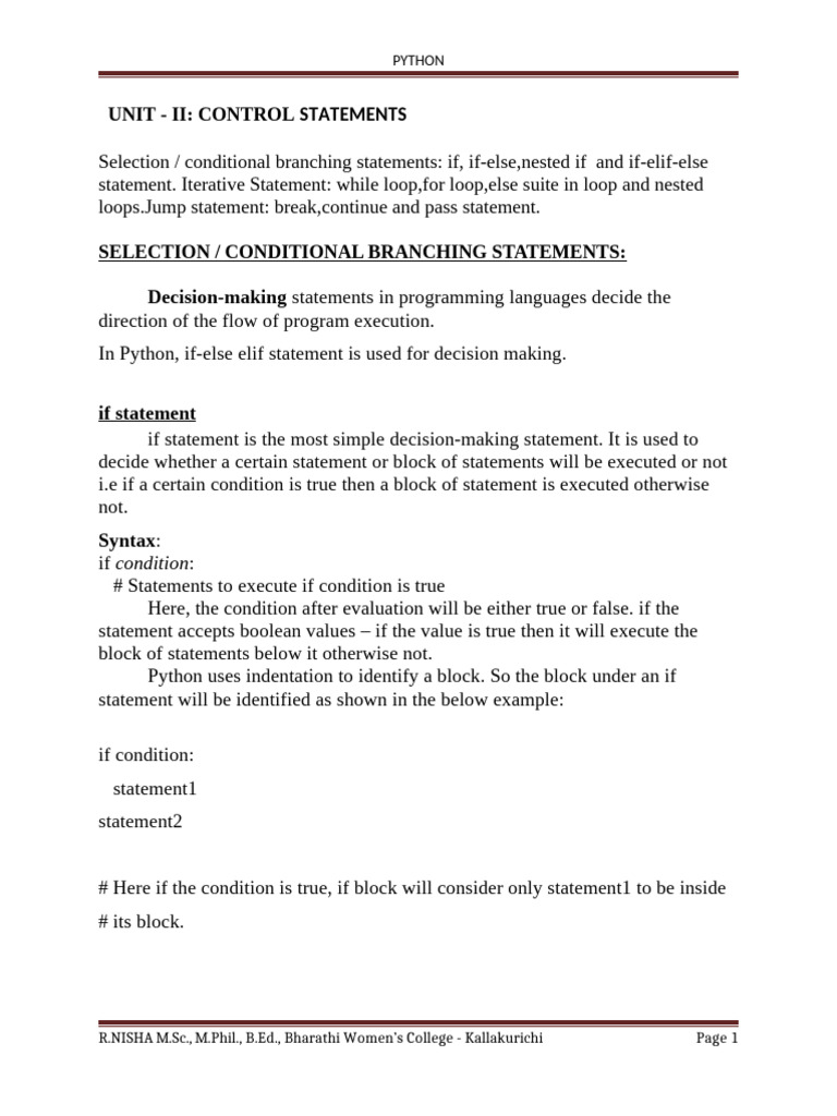 Python Control Statements Explained | PDF | Control Flow | Parameter ...