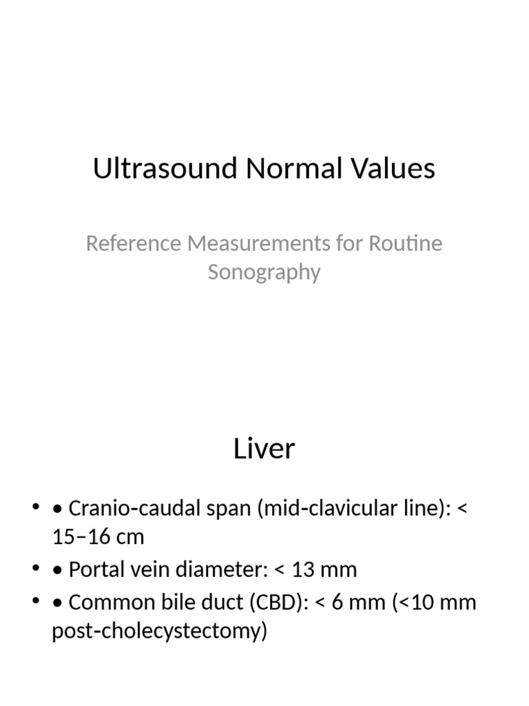 Ultrasound Normal Values Reference Guide | PDF