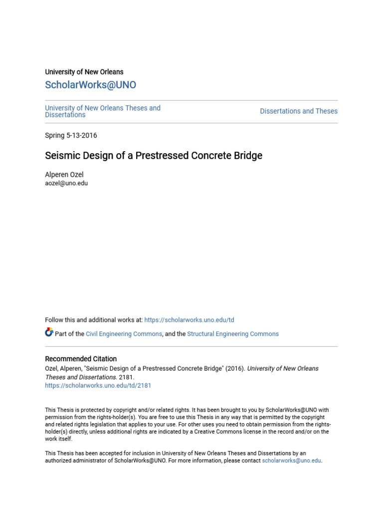 Seismic Design of Prestressed Bridge | PDF | Bending | Beam (Structure)