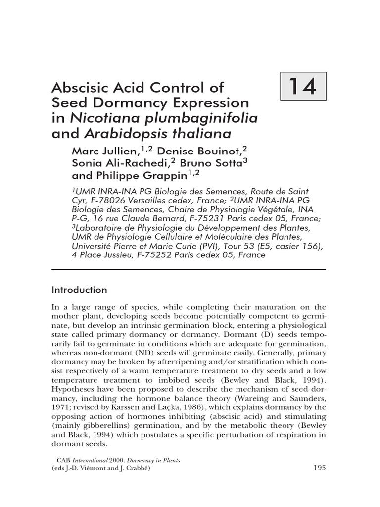 ABA's Role in Seed Dormancy Control | PDF | Seed | Germination