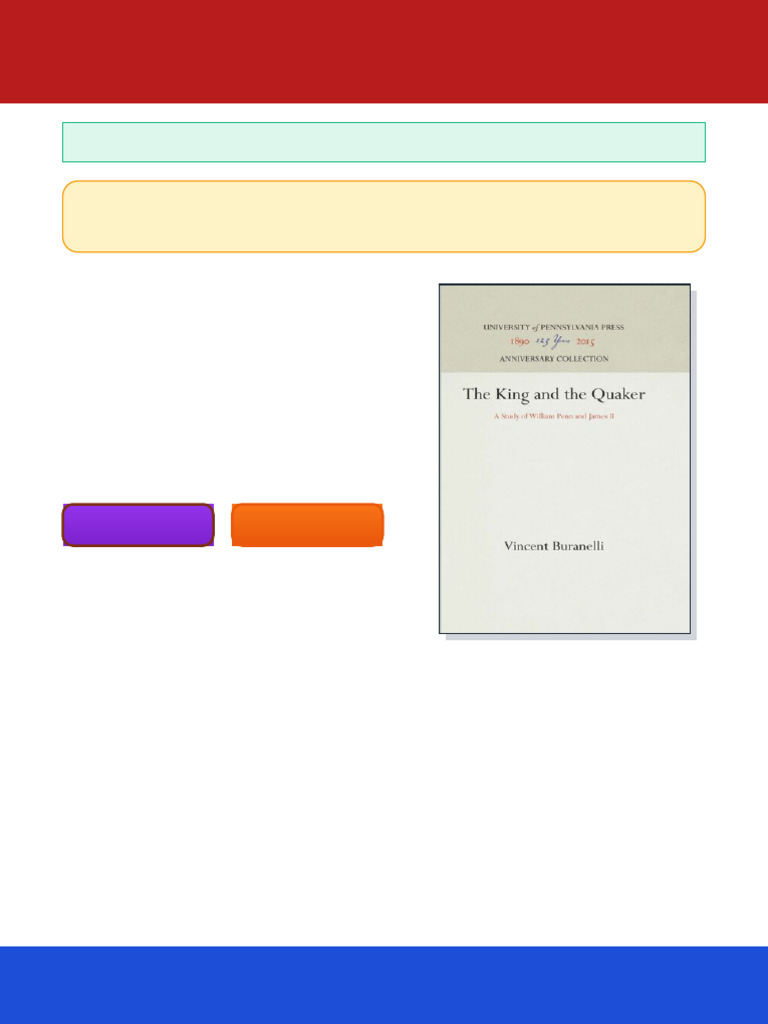 The King and The Quaker A Study of William Penn and James II Vincent ...