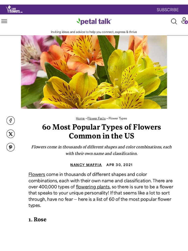60 Popular Flower Types in the US | PDF | Lilium | Flowers