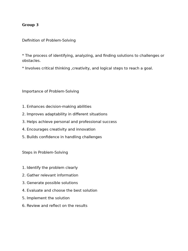 Problem-Solving and Critical Thinking Guide | PDF | Critical Thinking ...