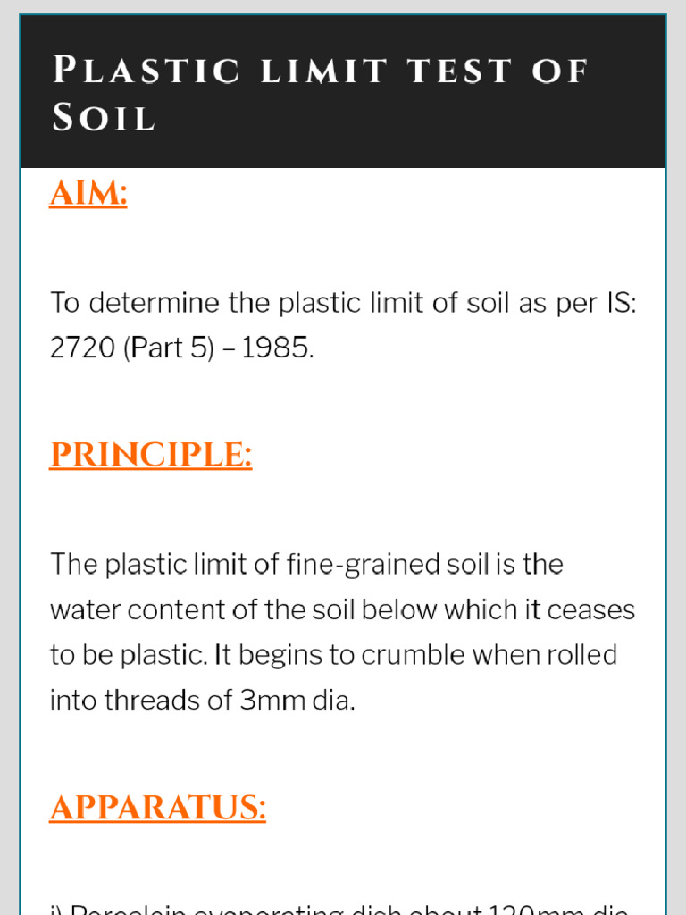 Plastic Limit Test of Soil | PDF