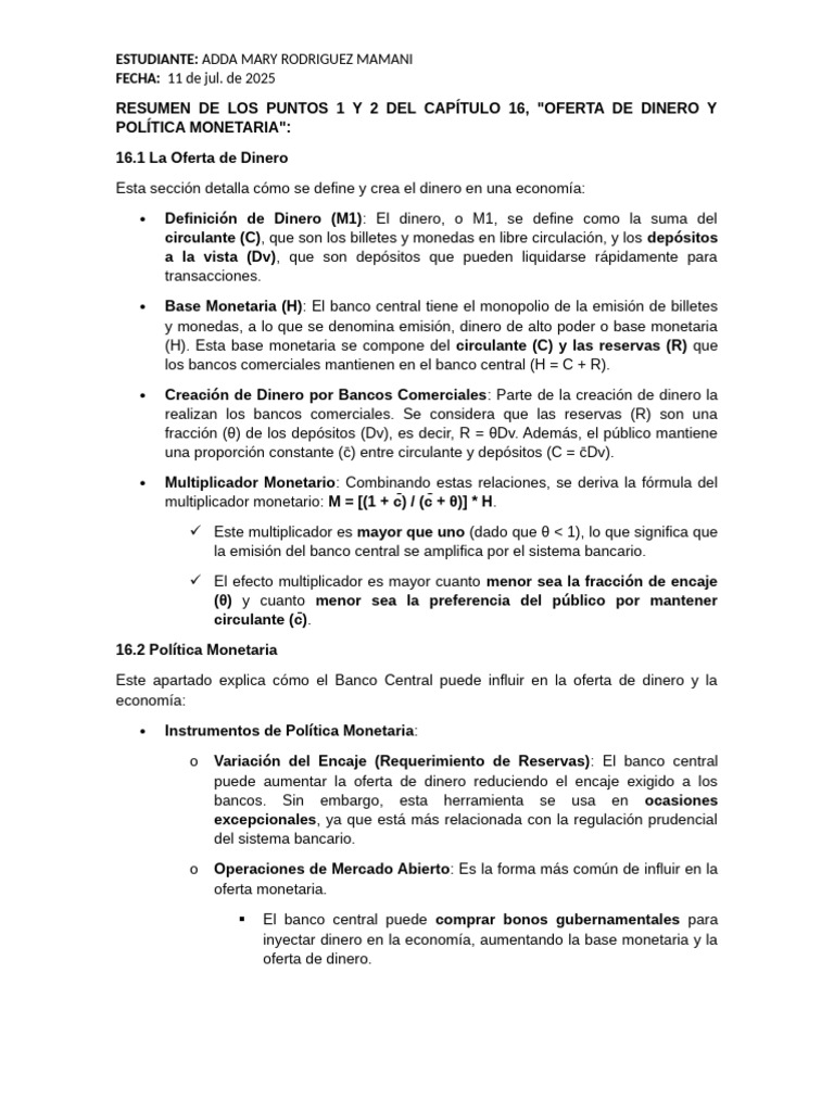 Oferta de Dinero y Política Monetaria en Bolivia | PDF | Base monetaria ...