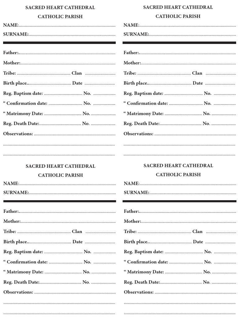 Catholic Parish Records Template | PDF | Confirmation | Socialization