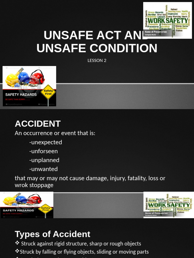 Lesson 2 - Unsafe Act and Unsafe Condition | PDF | Occupational Safety ...