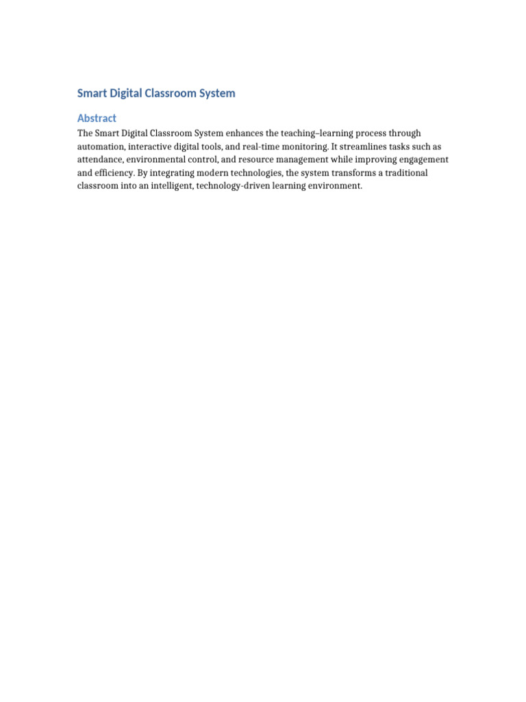 Smart Digital Classroom System Overview | PDF