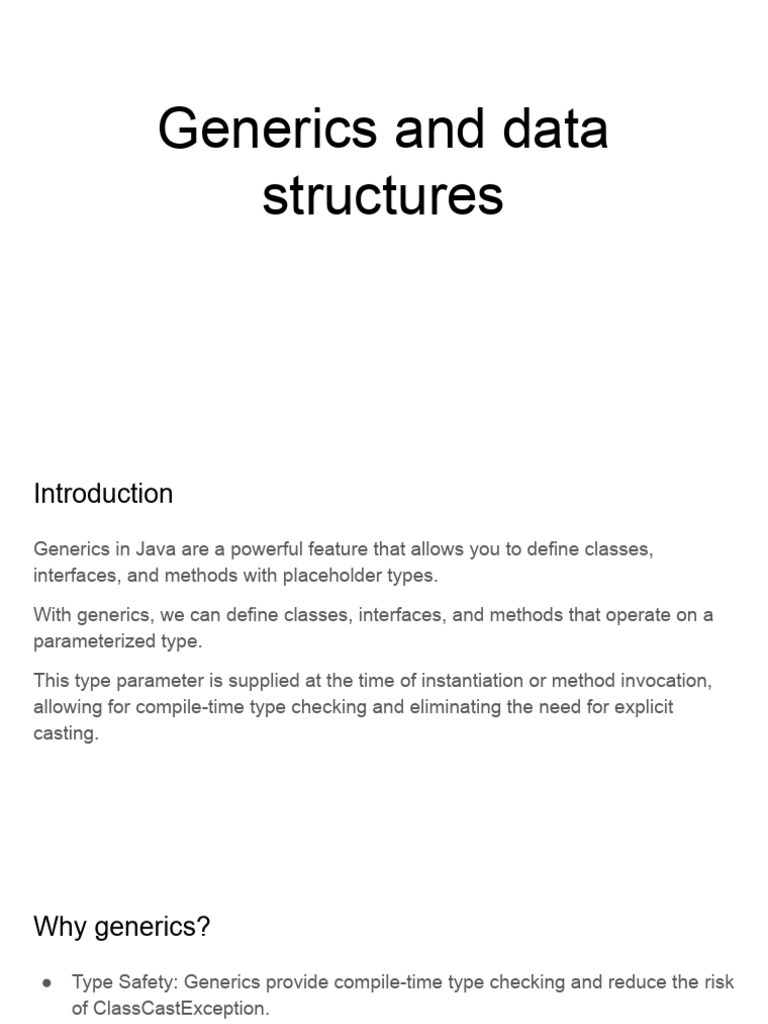 Java Generics and Data Structures Guide | PDF | Algorithms And Data ...