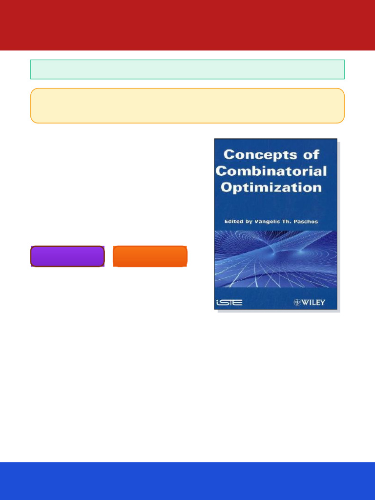 Concepts of Combinatorial Optimization 1st Edition Vangelis Th. Paschos ...
