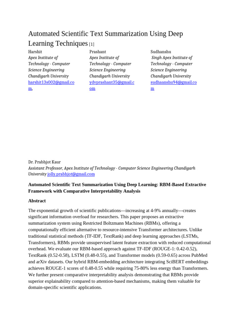 RBM-Based Scientific Text Summarization | PDF | Deep Learning ...