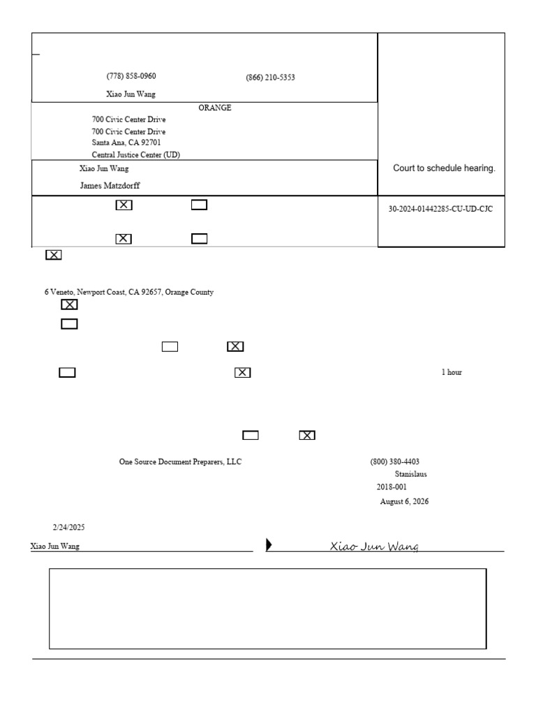 Filed Wang Rft | PDF | Mail | Service Of Process