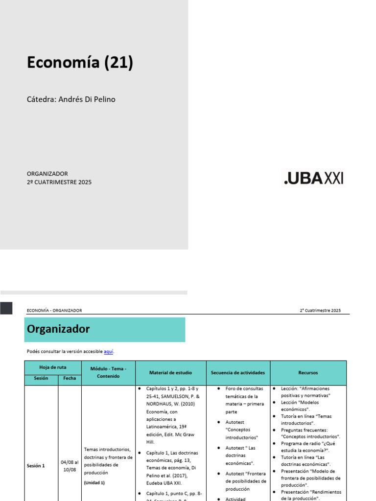 Organizador Economía 2C 2025 | PDF | Dinero | Economias