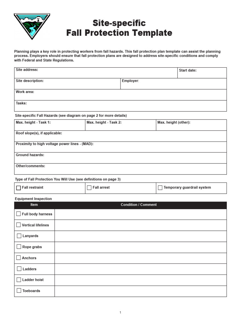Fall Protection Plan Template | PDF | Occupational Safety And Health ...
