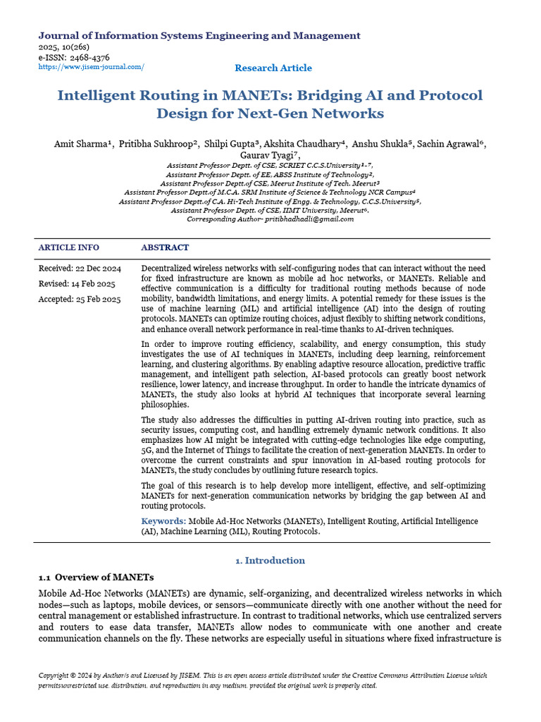 Intelligent Routing in Manets: Bridging Ai and Protocol Design For Next ...