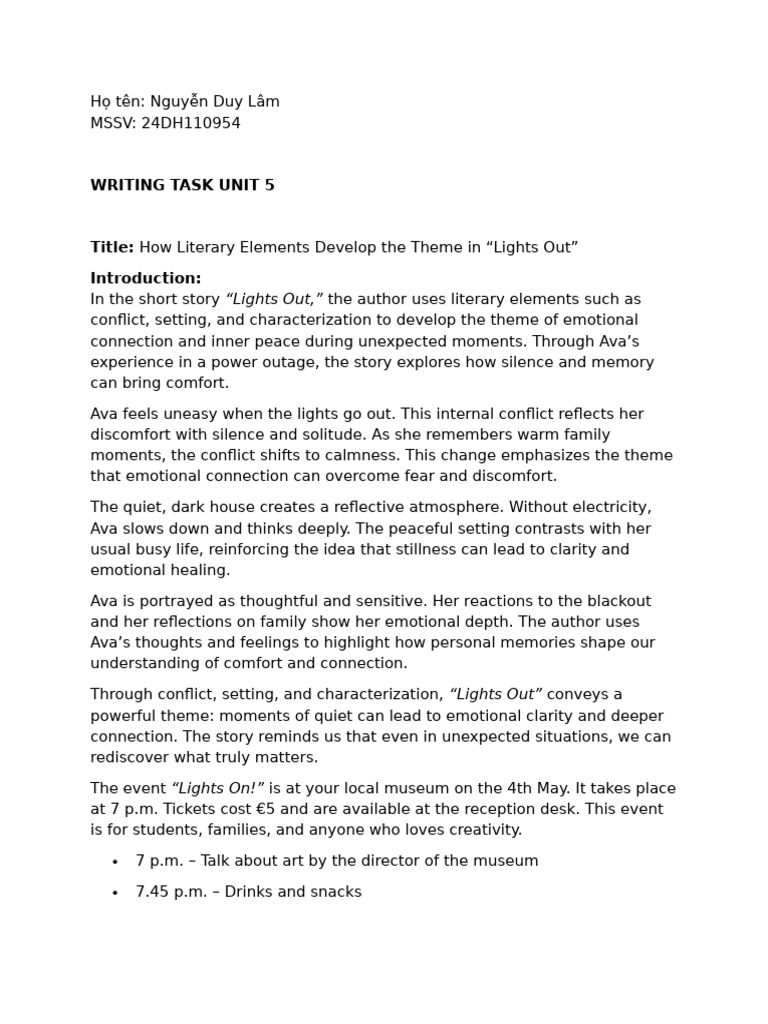 Writing Task Unit 5 | PDF