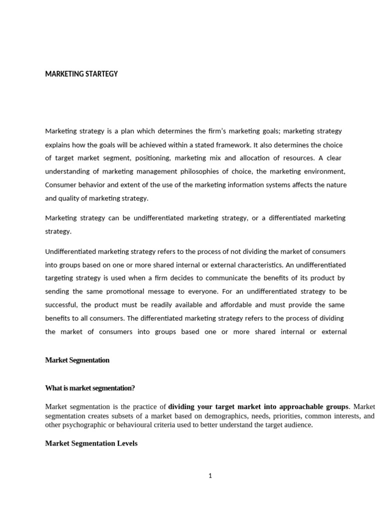 Marketing Strategy and Segmentation Guide | PDF | Marketing | Market ...