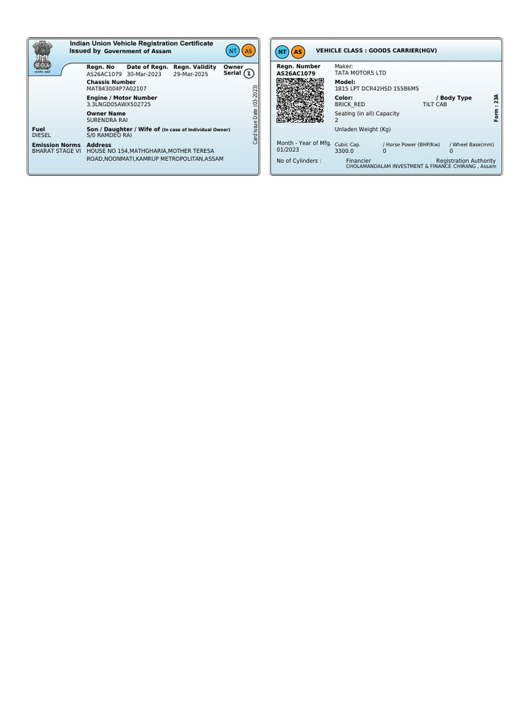 Assam Vehicle Registration Details | PDF | Commercial Vehicles ...