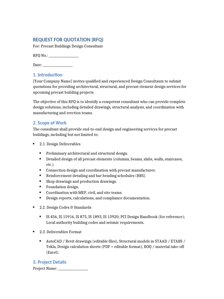 RFQ Precast Buildings Design Consultant | PDF