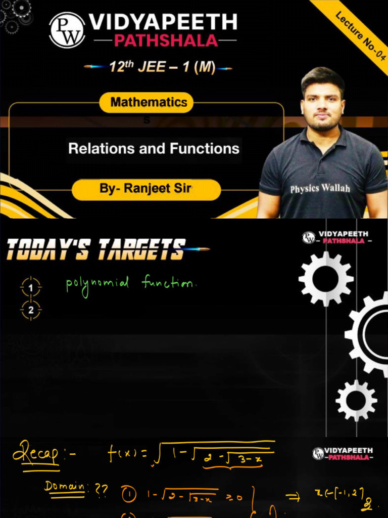 Relations and Functions - 04 - Class Notes - Pathshala 12th JEE 2024 ...