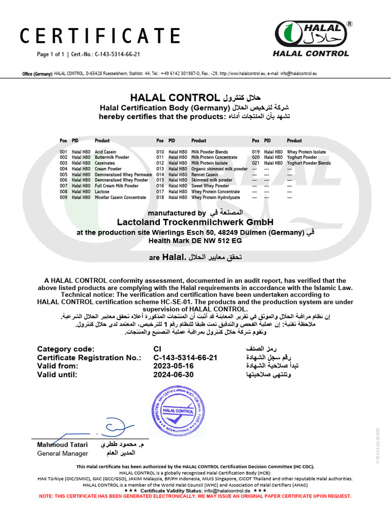 Halal Certification for Dairy Products | PDF | Milk | Dairy