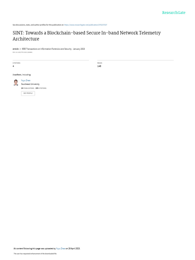 Blockchain-Based Secure Network Telemetry | PDF | Computer Network ...