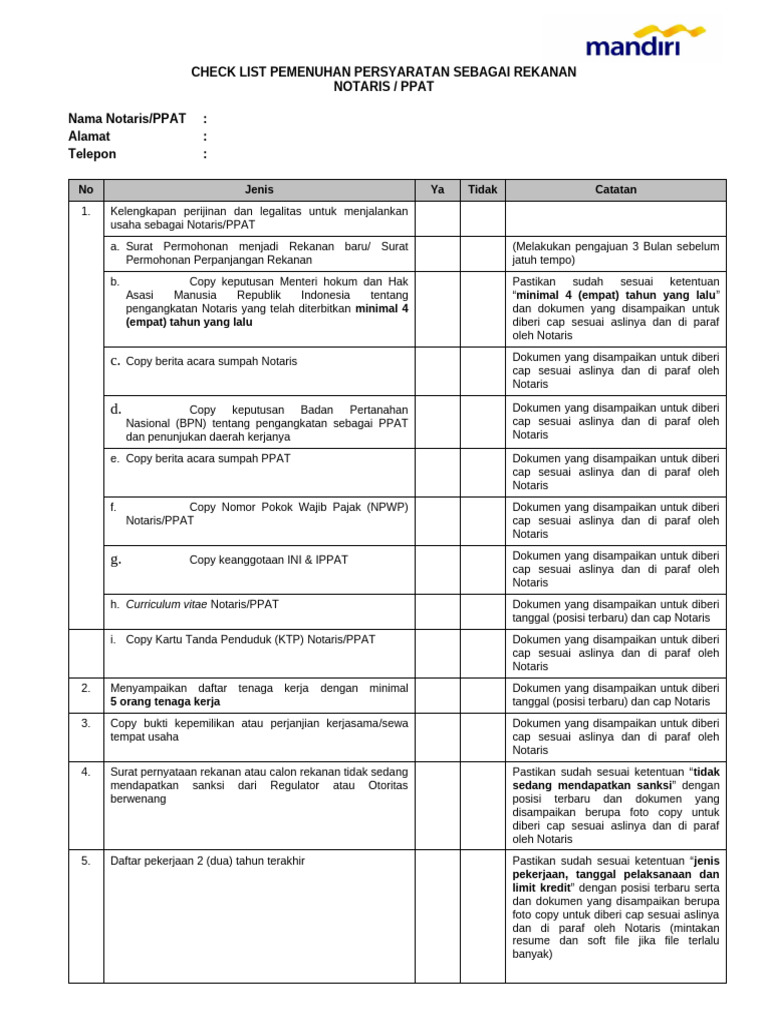 Format New Checklist Notaris 2024 | PDF