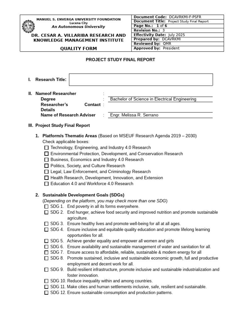 Project Study Final Report Overview | PDF | Sustainability | Natural ...