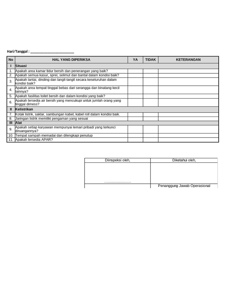 02 FRM Inspeksi Mess | PDF