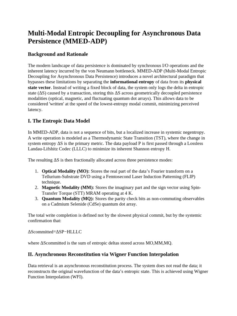 Multi-Modal Entropic Decoupling For Asynchronous Data Persistence | PDF ...