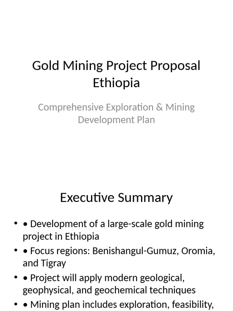 Detailed Gold Mining Proposal Ethiopia | PDF | Mining | Gold Mining