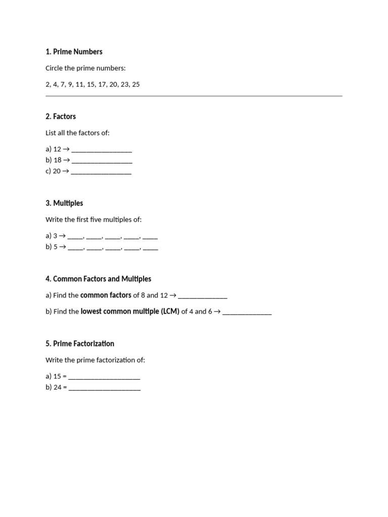 Prime Numbers and Factorization Guide | PDF